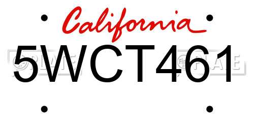 5WCT461 California License Plate
