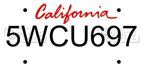 5WCU697 California License Plate