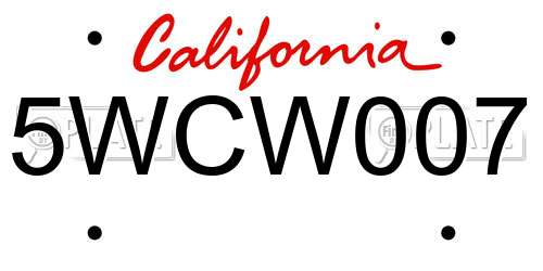 5WCW007 California License Plate
