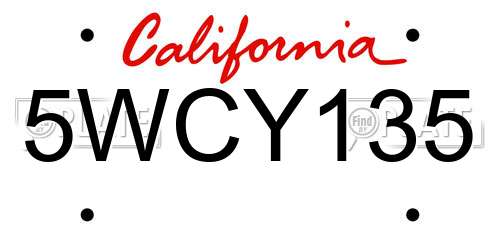 5WCY135 California License Plate