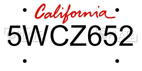 5WCZ652 California License Plate