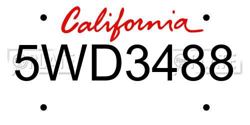 5WD3488 California License Plate