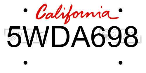 5WDA698 California License Plate