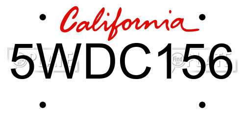 5WDC156 California License Plate