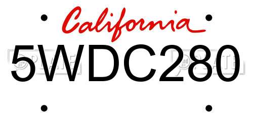 5WDC280 California License Plate