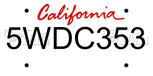 5WDC353 California License Plate