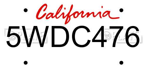 5WDC476 California License Plate