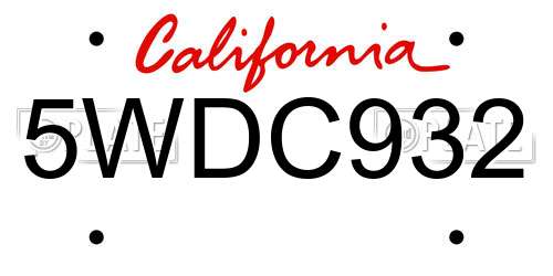 5WDC932 California License Plate