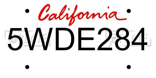 5WDE284 California License Plate