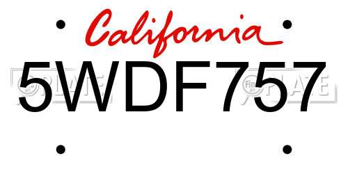 5WDF757 California License Plate