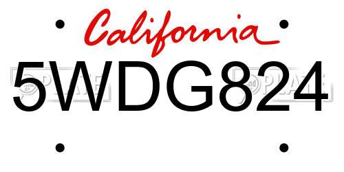 5WDG824 California License Plate