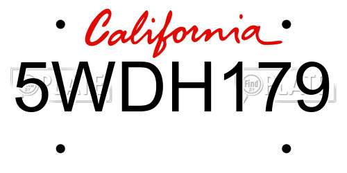 5WDH179 California License Plate