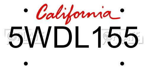 5WDL155 California License Plate