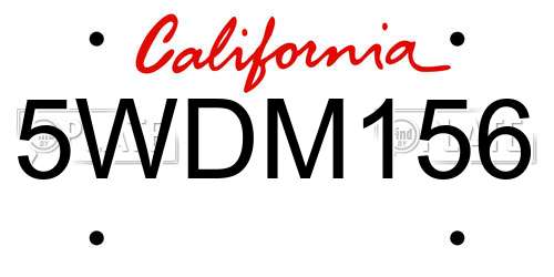 5WDM156 California License Plate