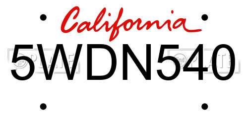 5WDN540 California License Plate
