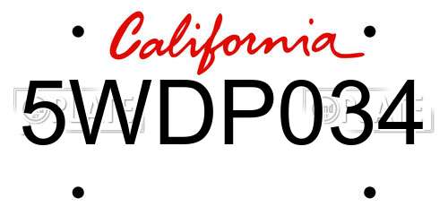 5WDP034 California License Plate