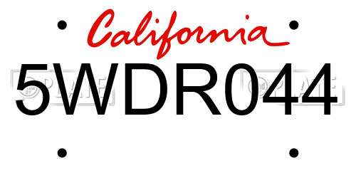 5WDR044 California License Plate