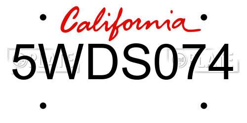 5WDS074 California License Plate