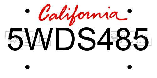 5WDS485 California License Plate