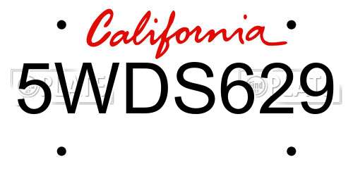 5WDS629 California License Plate