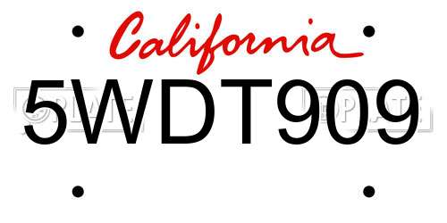 5WDT909 California License Plate