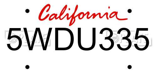 5WDU335 California License Plate