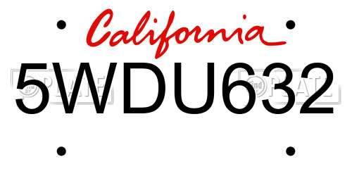 5WDU632 California License Plate