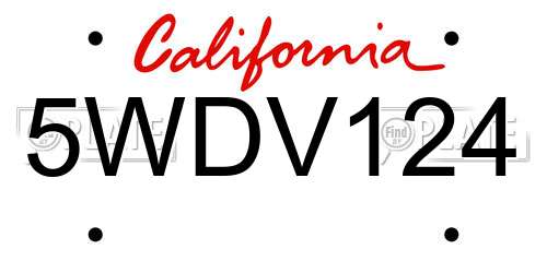 5WDV124 California License Plate