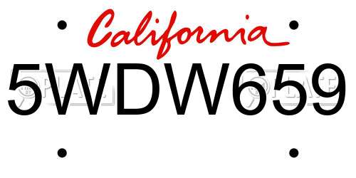 5WDW659 California License Plate
