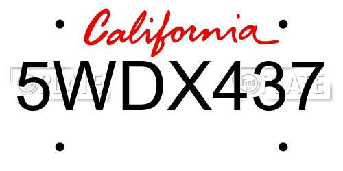 5WDX437 California License Plate