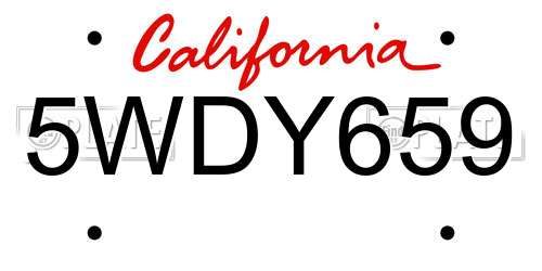 5WDY659 California License Plate