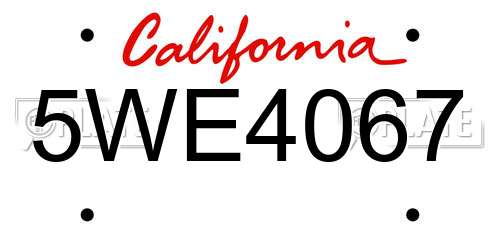 5WE4067 California License Plate