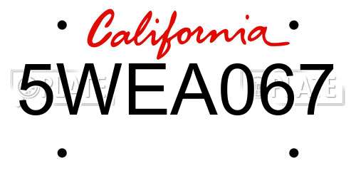 5WEA067 California License Plate