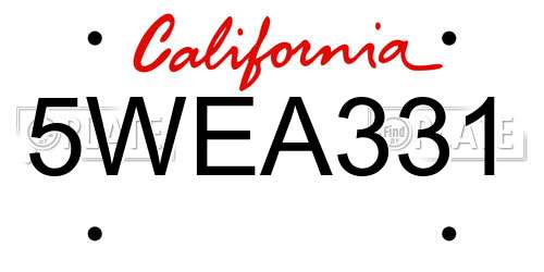 5WEA331 California License Plate