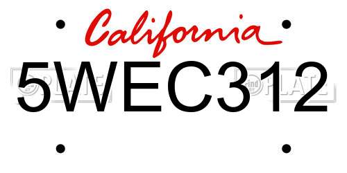 5WEC312 California License Plate