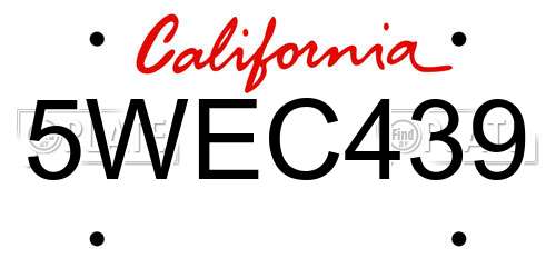 5WEC439 California License Plate
