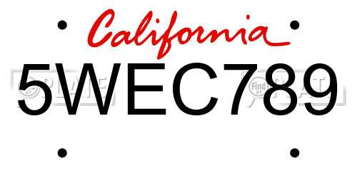 5WEC789 California License Plate