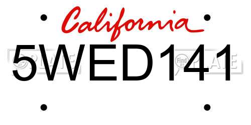 5WED141 California License Plate