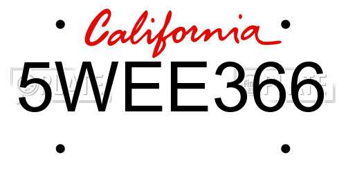 5WEE366 California License Plate
