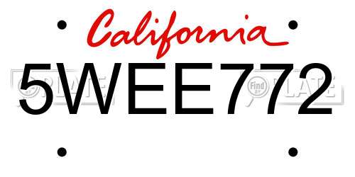 5WEE772 California License Plate
