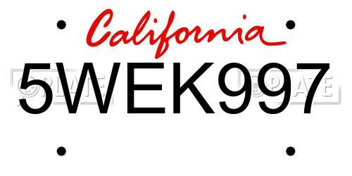 5WEK997 California License Plate