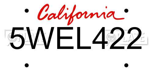 5WEL422 California License Plate