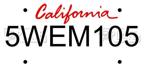 5WEM105 California License Plate
