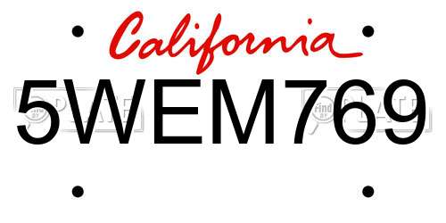 5WEM769 California License Plate
