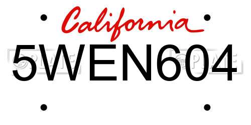 5WEN604 California License Plate