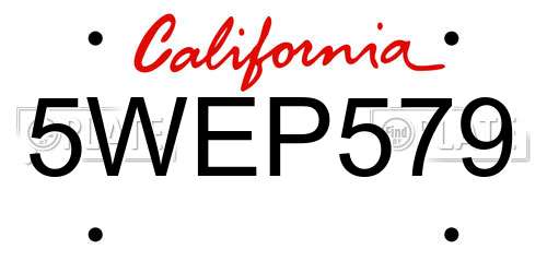 5WEP579 California License Plate