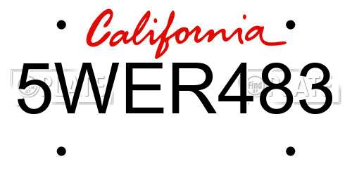 5WER483 California License Plate