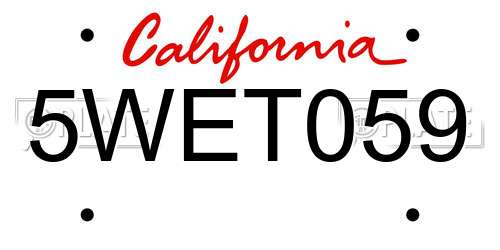 5WET059 California License Plate