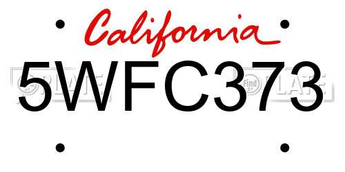 5WFC373 California License Plate