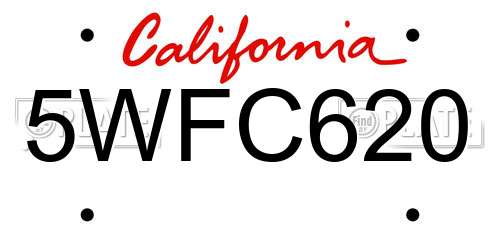 5WFC620 California License Plate